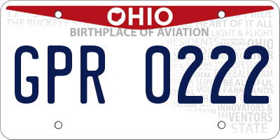 OH license plate GPR0222