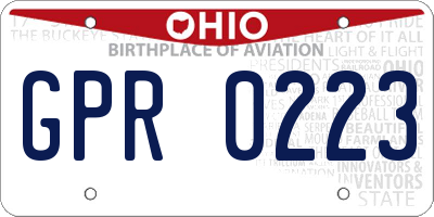OH license plate GPR0223