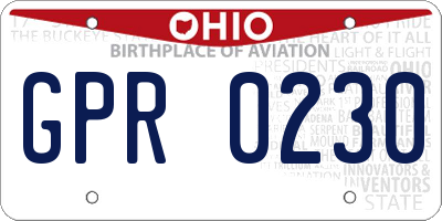 OH license plate GPR0230