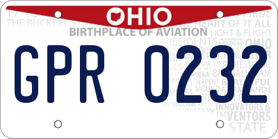 OH license plate GPR0232