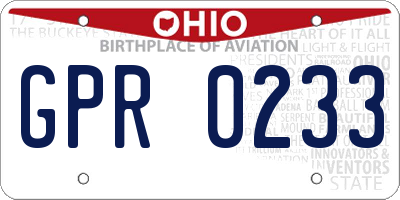 OH license plate GPR0233