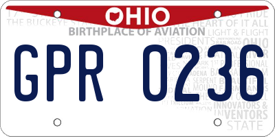 OH license plate GPR0236