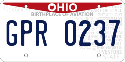 OH license plate GPR0237