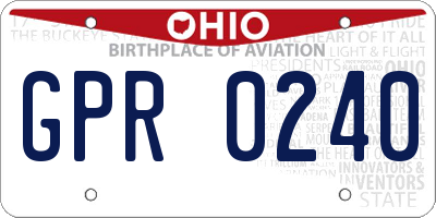 OH license plate GPR0240