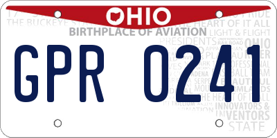 OH license plate GPR0241
