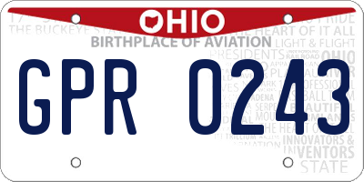 OH license plate GPR0243