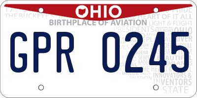 OH license plate GPR0245