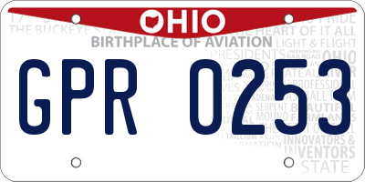 OH license plate GPR0253