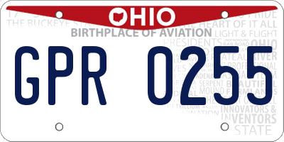 OH license plate GPR0255