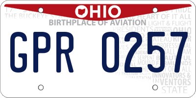 OH license plate GPR0257