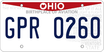OH license plate GPR0260