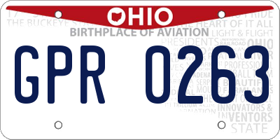 OH license plate GPR0263