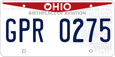 OH license plate GPR0275