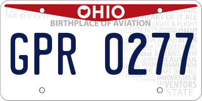 OH license plate GPR0277