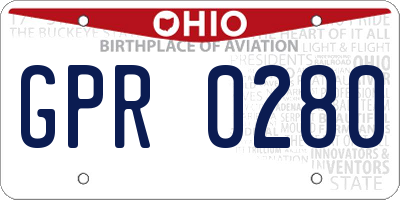 OH license plate GPR0280