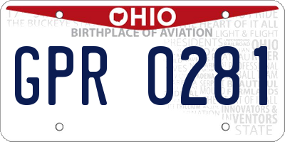 OH license plate GPR0281