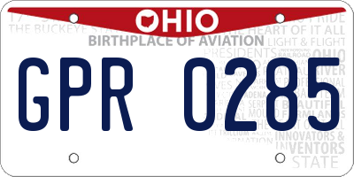 OH license plate GPR0285