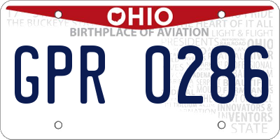 OH license plate GPR0286