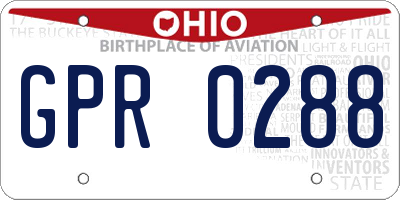 OH license plate GPR0288