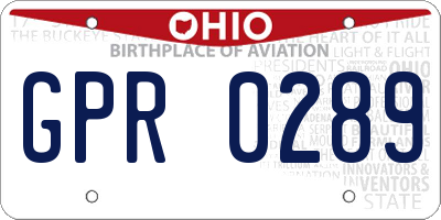 OH license plate GPR0289