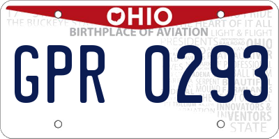 OH license plate GPR0293
