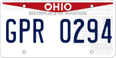 OH license plate GPR0294