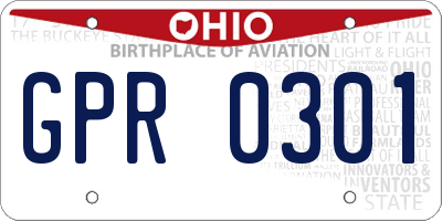 OH license plate GPR0301