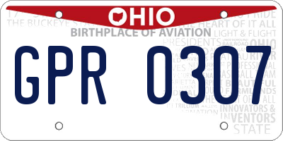 OH license plate GPR0307