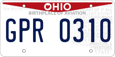 OH license plate GPR0310