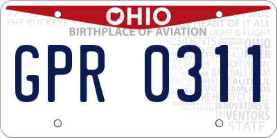 OH license plate GPR0311