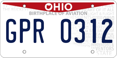 OH license plate GPR0312