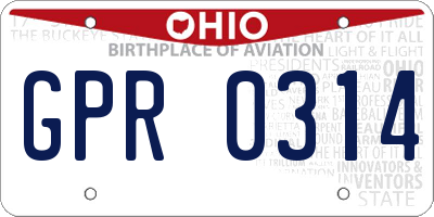 OH license plate GPR0314