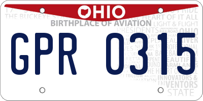 OH license plate GPR0315