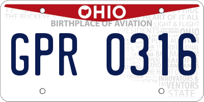 OH license plate GPR0316