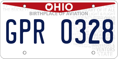 OH license plate GPR0328
