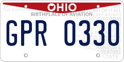 OH license plate GPR0330