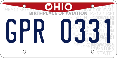 OH license plate GPR0331