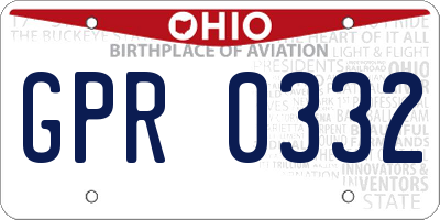 OH license plate GPR0332
