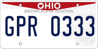 OH license plate GPR0333