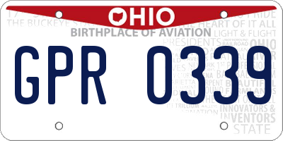 OH license plate GPR0339