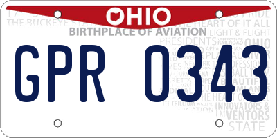 OH license plate GPR0343