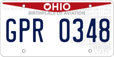 OH license plate GPR0348