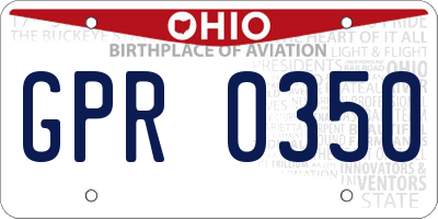 OH license plate GPR0350