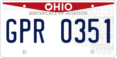 OH license plate GPR0351
