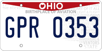 OH license plate GPR0353