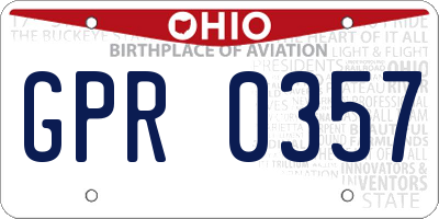 OH license plate GPR0357