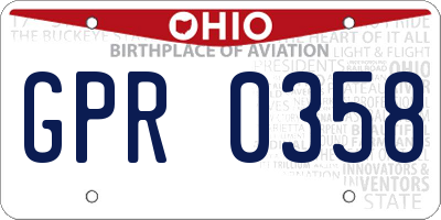 OH license plate GPR0358