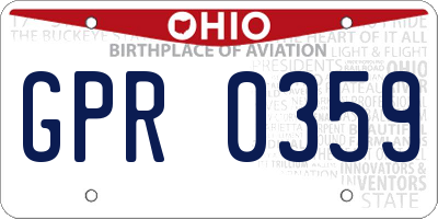 OH license plate GPR0359