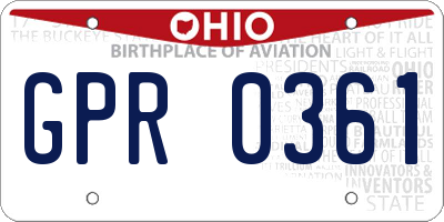 OH license plate GPR0361