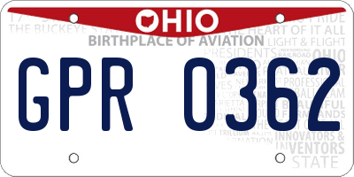 OH license plate GPR0362